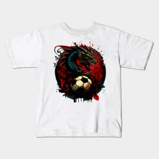 Demonic Dragon Sports Player Soccer Futball Football - Graphiti Art Graphic Trendy Holiday Gift Kids T-Shirt